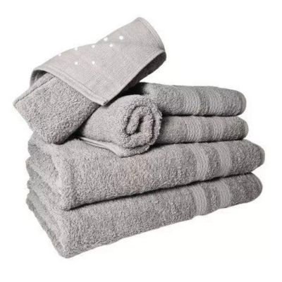 Jogo Toalhas 2 Banhos 2 Rostos 2 Pisos Grande Grossa Cinza