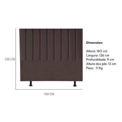Cabeceira Estofada Cama Casal Queen Size160 Cm Marina Linho marrom