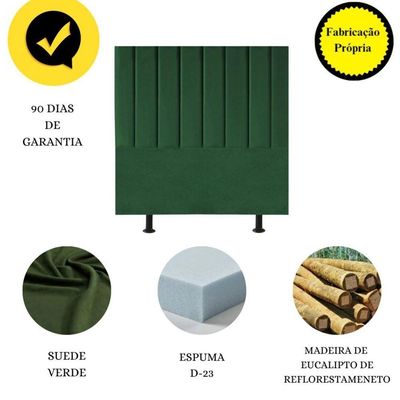 Cabeceira Estofada Cama Casal Queen Size 160 Cm Marina Suede verde