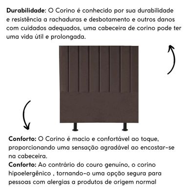 Cabeceira Estofada Cama Box Solteiro 100 Cm Paolla Corino marrom
