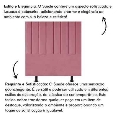 Cabeceira Estofada Cama Casal Queen Size 160 Cm Paolla Suede rosê