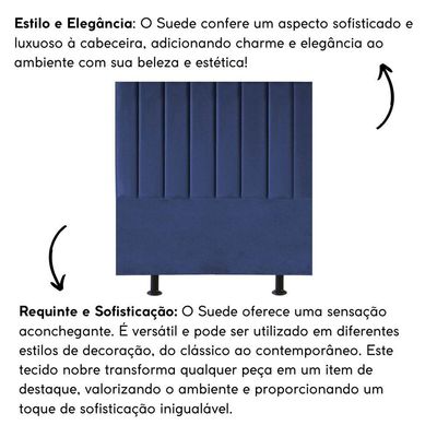 Cabeceira De Cama Solteiro Box 100 Cm Taís Suede azul Marinho