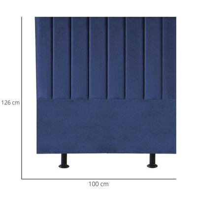 Cabeceira De Cama Solteiro Box 100 Cm Taís Suede azul Marinho
