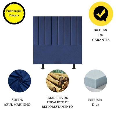 Cabeceira De Cama Solteiro Box 100 Cm Taís Suede azul Marinho