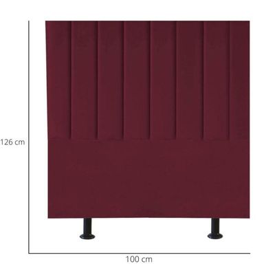 Cabeceira De Cama Solteiro Box 100 Cm Maisa Suede bordô