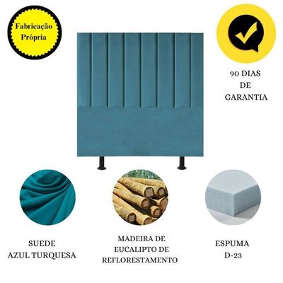 Cabeceira De Cama Solteiro Box 100 Cm Maisa Suede azul Turquesa