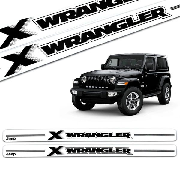 Jogo de Soleira Jeep Wrangler Modelo 03 Resinado Branco 2 Portas