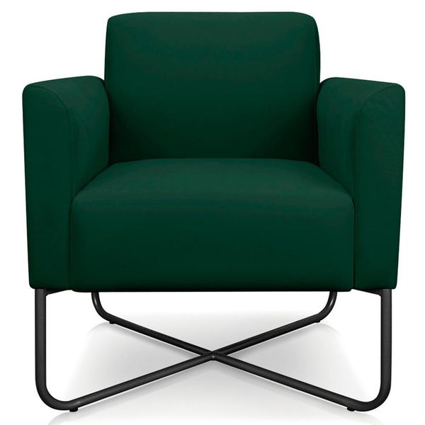 Poltrona Decorativa Isabella Base X Suede Verde/Preto - Gran Belo