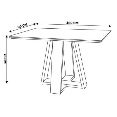 Mesa de Jantar Shell 160x90 cm com Tampo de Vidro Off White - Gran Belo