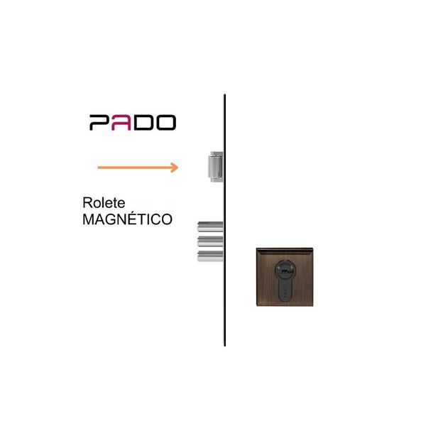 FECHADURA ROLETE MAGNÉTICO PADO PIVOTANTE ALTA SEGURANÇA 201 ANTIQUE ENVELHECIDO 55MM MULTIPONTO EURO QUADRADA OXIDADA