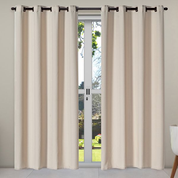 Cortina Isa Varão Tecido Oxford 2,80m x 2,30m p/ Porta Balcão - Avelã