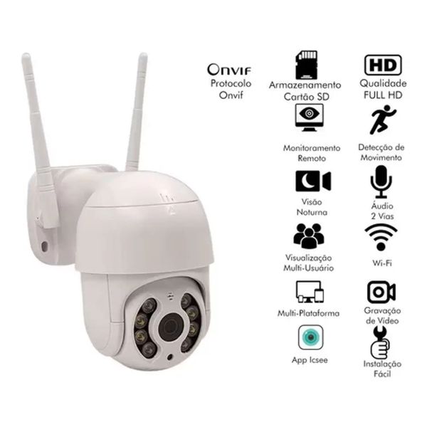 Câmera Ip Speed Dome Zoom 4x Mais Ptz Wifi Prova D agua Ip66