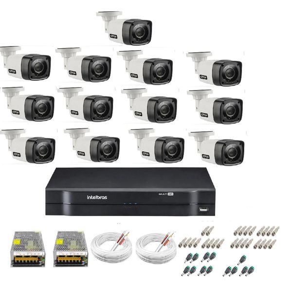 Kit Cftv 13 Cameras Segurança  Hd Dvr Intelbras 1116 S/ HD