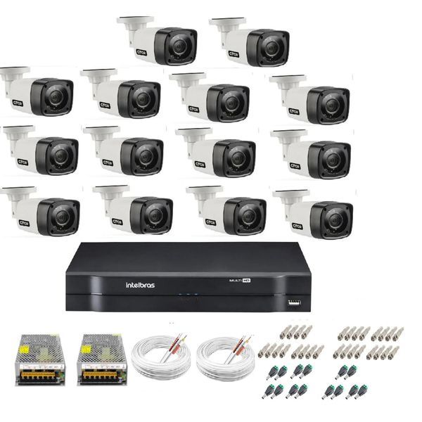 Kit Cftv 14 Cameras Segurança  Hd Dvr Intelbras 1116 S/ HD