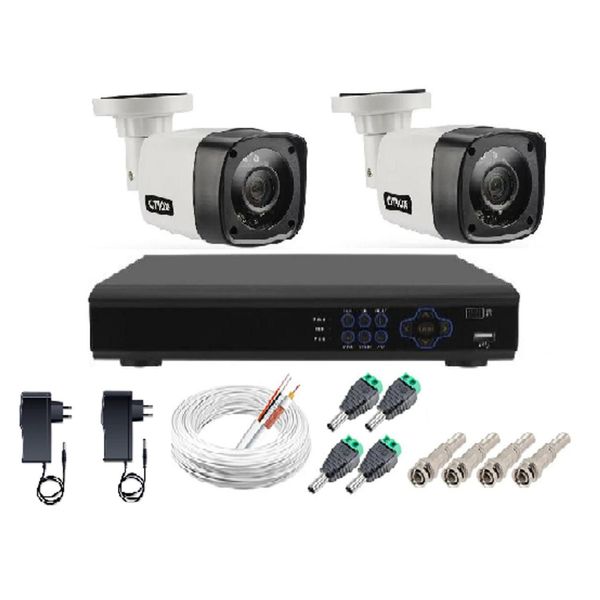 Kit Cftv 2 Câmeras Infravermelho Segurança 1mp 20m Dvr Full Hd 4 Ch S/ Hd