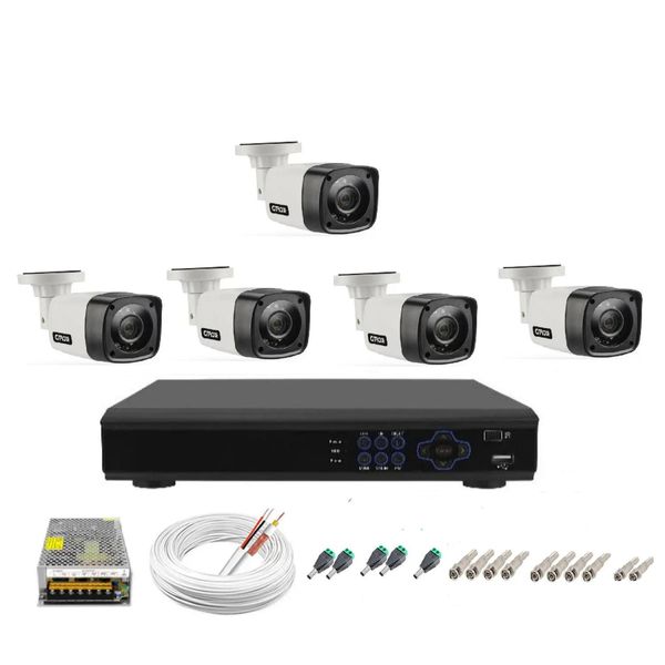 Kit Cftv 5 Câmeras Segurança 1mp 20m Dvr Full Hd 8 Ch S/ Hd