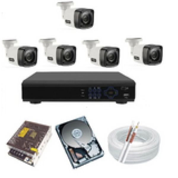 Kit Cftv 5 Câmeras Segurança Infravermelho Hd 1.3 Mp Dvr 8ch c/hd interno