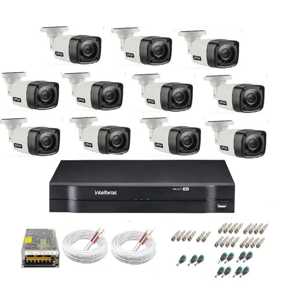 Kit Cftv 11 Cameras Segurança  Hd Dvr Intelbras 1116 S/ HD