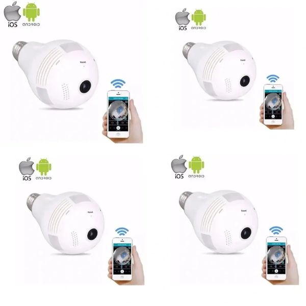 kit 4 Camera Ip Seguraca Lampada Vr 360 Panoramica Espia Wifi V380 - Vr cam v380