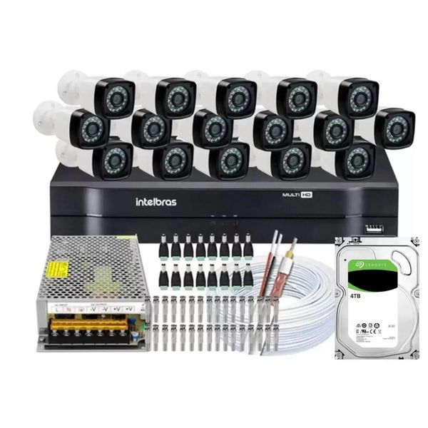 Kit 16 Camera Segurança Hd Dvr Intelbras 1116 4tb