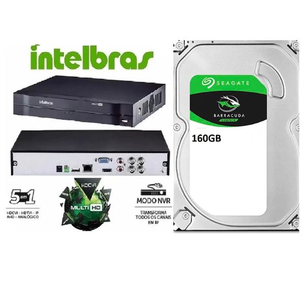 Dvr gravador INTELBRAS 4 canais Full hd + hd 160GB