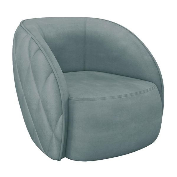 Poltrona Decorativa Clarke Veludo Azul Turquesa - Gran Belo