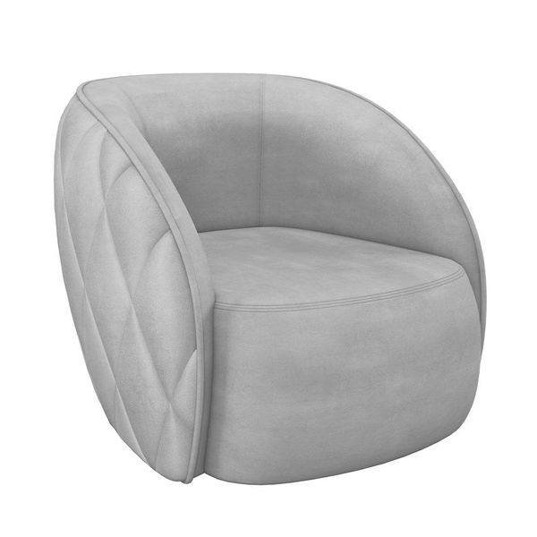 Poltrona Decorativa Clarke Veludo Cinza Claro - Gran Belo