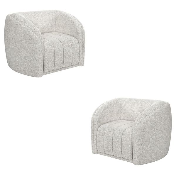 Kit 2 Poltronas Decorativas Sala de Estar Adam Boucle Branco G45 - Gran Belo