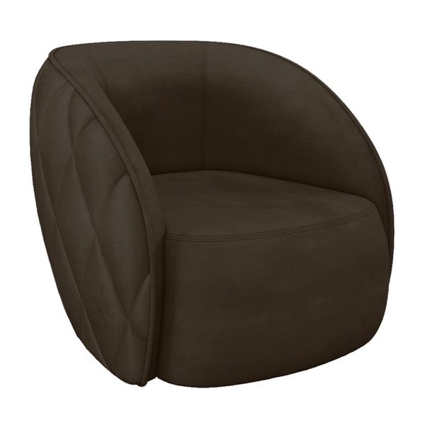 Poltrona Decorativa Clarke Veludo Marrom - Gran Belo