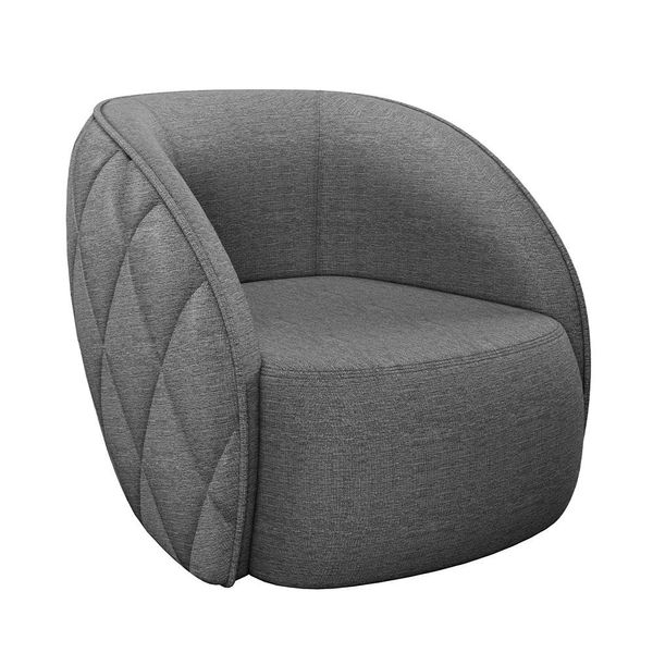 Poltrona Decorativa Clarke Linho Chumbo - Gran Belo