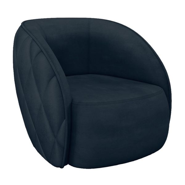 Poltrona Decorativa Clarke Veludo Azul Marinho - Gran Belo