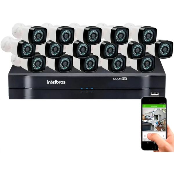 Kit Cftv 16 Cameras Segurança  Hd Dvr Intelbras mhdx 1116 S/ HD