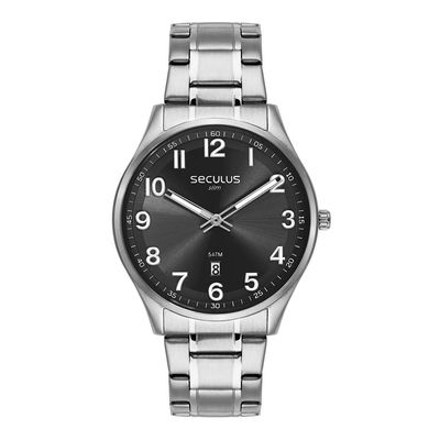 Relógio Seculus Masculino Ref:77282g0svna1 Semi Slim Prateado