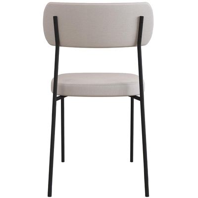 Cadeira Decorativa Estofada Sala de Jantar Melina F01 Linho Bege Couríssimo Caramelo - Lyam Decor