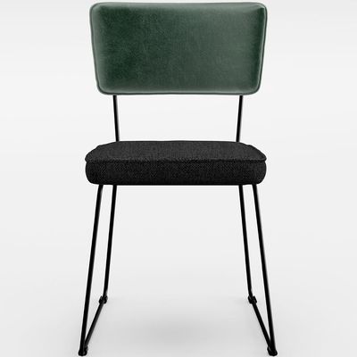 Cadeira Decorativa Estofada Sala Jantar Allana L02 Facto Verde Musgo Linho Chumbo - Lyam Decor