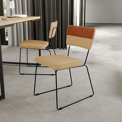 Cadeira Estofada Sala De Jantar Allana L02 Faixa Couríssimo Camel Linho Bege Escuro - Lyam Decor