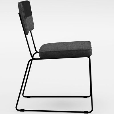 Cadeira Estofada Sala De Jantar Allana L02 Faixa Corano Preto Linho Cinza Escuro - Lyam Decor