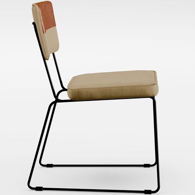 Cadeira Estofada Sala De Jantar Allana L02 Faixa Couríssimo Camel Linho Bege Escuro - Lyam Decor