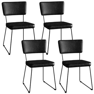 Kit 4 Cadeiras Decorativas Estofada Sala De Jantar Base Aço Allana L02 Couríssimo Preto - Lyam Decor