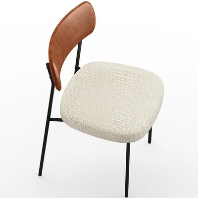 Cadeira Decorativa Para Sala De Jantar Melina L02 Couríssimo Camel Linho Champagne - Lyam Decor