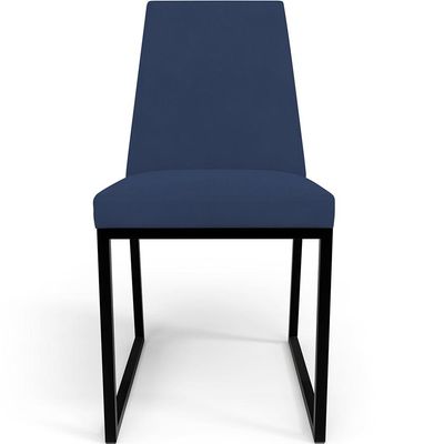 Cadeira Para Sala De Jantar Base Aço Industrial Preto Dafne L02 Suede Azul Marinho - Lyam Decor
