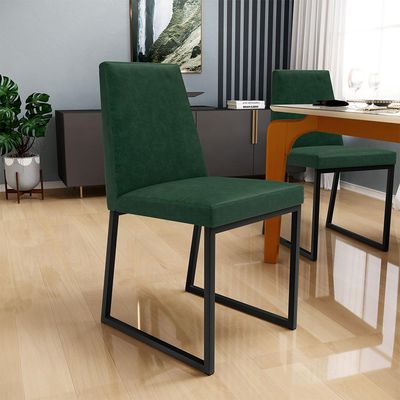 Kit 02 Cadeiras Decorativas Estofada Para Sala de Jantar Dafne L02 Facto Verde Musgo - Lyam Decor