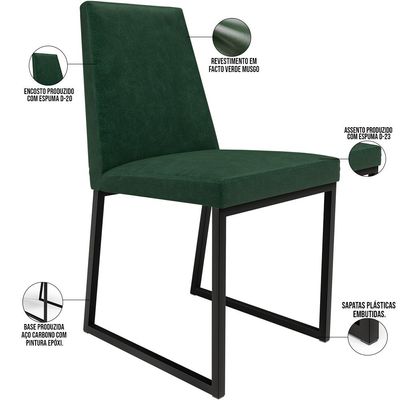 Kit 02 Cadeiras Decorativas Estofada Para Sala de Jantar Dafne L02 Facto Verde Musgo - Lyam Decor