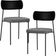 Kit 02 Cadeiras Estofadas Para Sala De Jantar Melina L02 Couríssimo Preto Linho Cinza Escuro - Lyam Decor