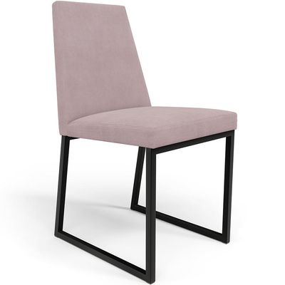 Kit 02 Cadeiras Para Sala De Jantar Base Aço Industrial Preto Dafne L02 Suede Rosê - Lyam Decor