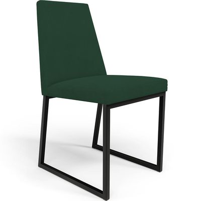 Kit 02 Cadeiras Para Sala Jantar Base Aço Industrial Preto Dafne L02 Suede Verde Musgo - Lyam Decor