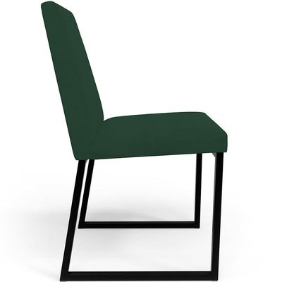 Kit 02 Cadeiras Para Sala Jantar Base Aço Industrial Preto Dafne L02 Suede Verde Musgo - Lyam Decor