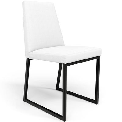 Kit 04 Cadeiras Para Sala De Jantar Base Aço Industrial Preto Dafne L02 Corano Branco - Lyam Decor