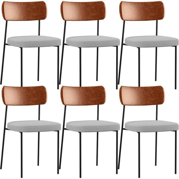 Kit 06 Cadeiras Para Sala De Jantar Melina L02 Couríssimo Camel Linho Cinza - Lyam Decor