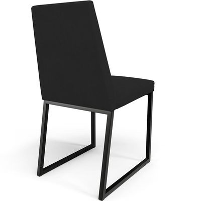 Kit 06 Cadeiras Para Sala De Jantar Base Aço Industrial Preto Dafne L02 Suede Preto - Lyam Decor
